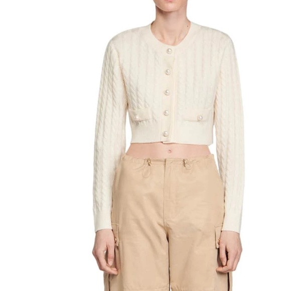 Elina Cable Knit Cropped Cardigan - Picture 1 of 4